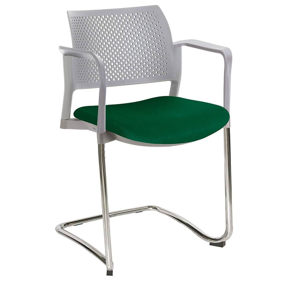 Offiho Silla Kyos Oht-358Cr Visita Base Trineo Asiento Tapizado Y Respaldo En Polipropileno Con Descansabrazos Estructura Terminado En Cromo Ergonomica - OHT-358CR - OFFIHO - NOGAL BEAT - Sillas