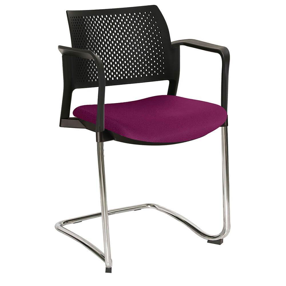 Offiho Silla Kyos Oht-358Cr Visita Base Trineo Asiento Tapizado Y Respaldo En Polipropileno Con Descansabrazos Estructura Terminado En Cromo Ergonomica - OHT-358CR - OFFIHO - NOGAL BEAT - Sillas