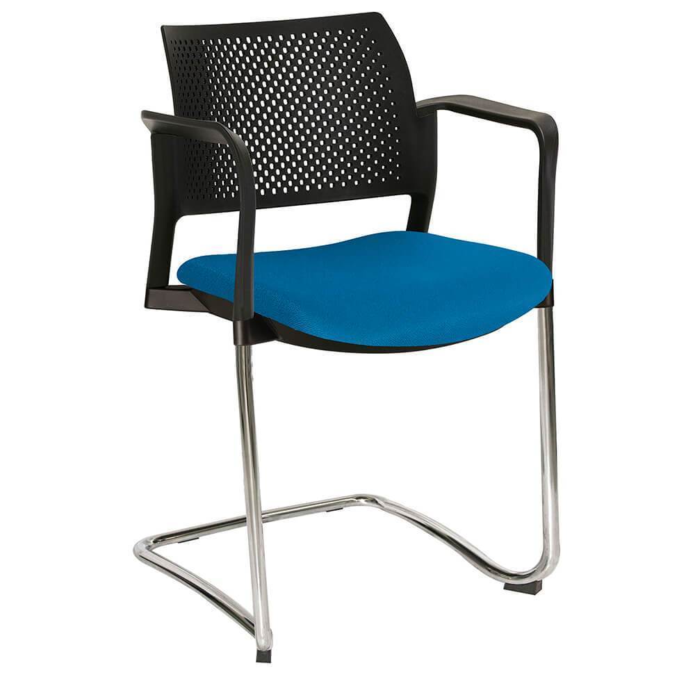 Offiho Silla Kyos Oht-358Cr Visita Base Trineo Asiento Tapizado Y Respaldo En Polipropileno Con Descansabrazos Estructura Terminado En Cromo Ergonomica - OHT-358CR - OFFIHO - NOGAL BEAT - Sillas