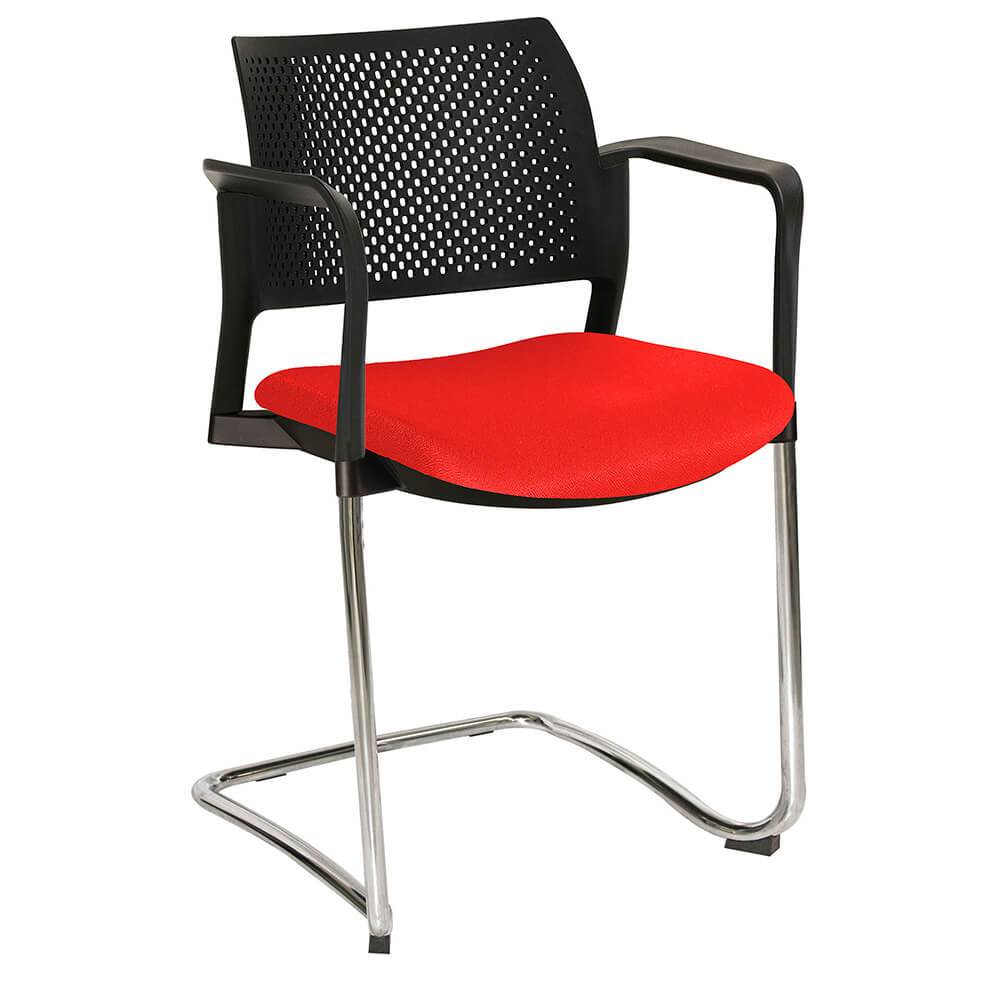 Offiho Silla Kyos Oht-358Cr Visita Base Trineo Asiento Tapizado Y Respaldo En Polipropileno Con Descansabrazos Estructura Terminado En Cromo Ergonomica - OHT-358CR - OFFIHO - NOGAL BEAT - Sillas