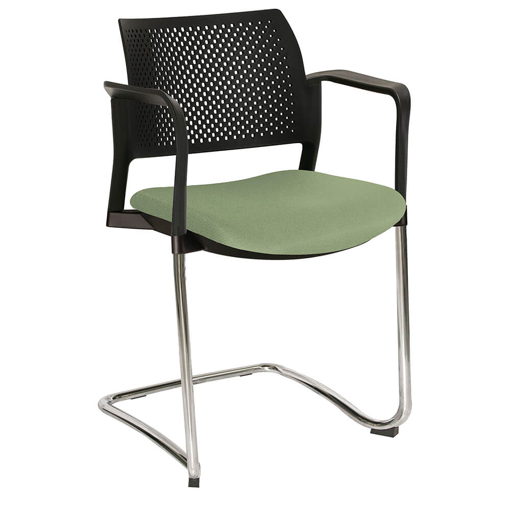Offiho Silla Kyos Oht-358Cr Visita Base Trineo Asiento Tapizado Y Respaldo En Polipropileno Con Descansabrazos Estructura Terminado En Cromo Ergonomica - OHT-358CR - OFFIHO - NOGAL BEAT - Sillas