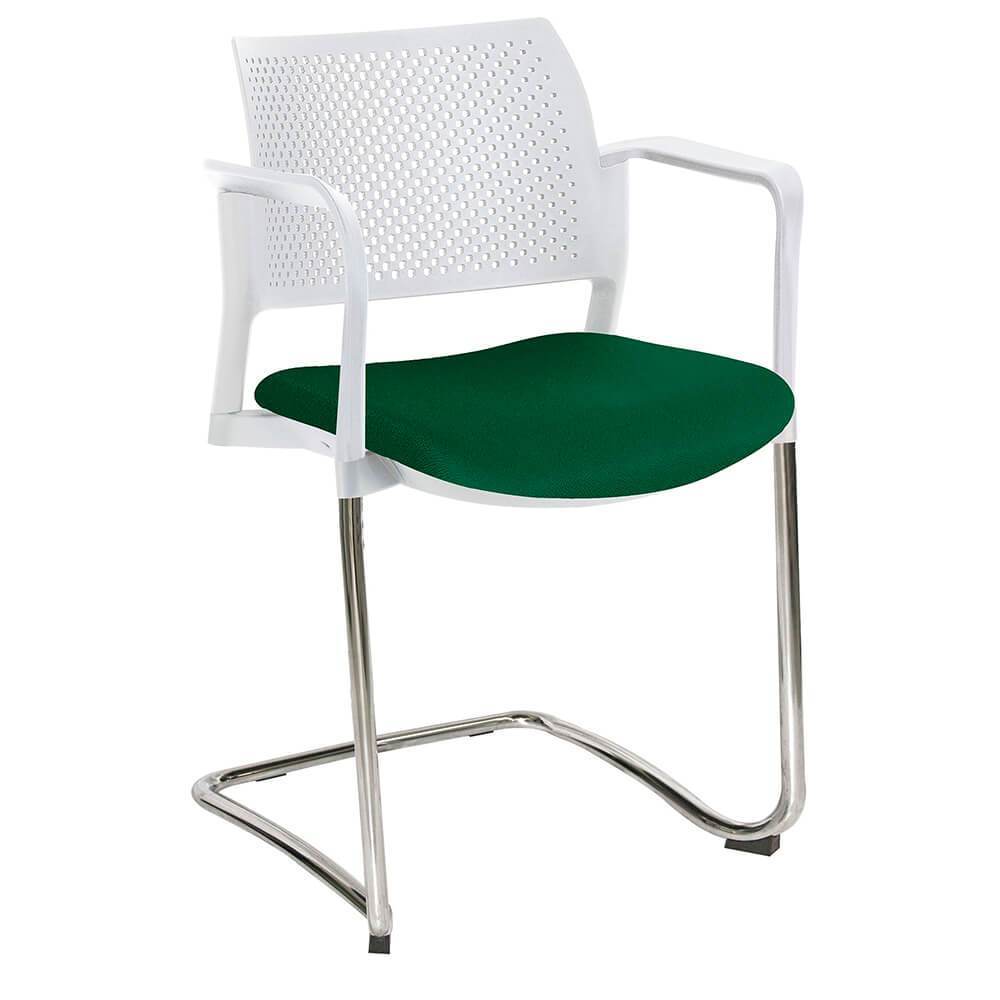 Offiho Silla Kyos Oht-358Cr Visita Base Trineo Asiento Tapizado Y Respaldo En Polipropileno Con Descansabrazos Estructura Terminado En Cromo Ergonomica - OHT-358CR - OFFIHO - NOGAL BEAT - Sillas