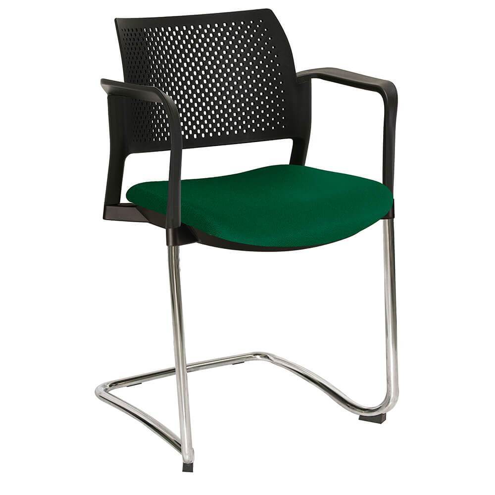 Offiho Silla Kyos Oht-358Cr Visita Base Trineo Asiento Tapizado Y Respaldo En Polipropileno Con Descansabrazos Estructura Terminado En Cromo Ergonomica - OHT-358CR - OFFIHO - NOGAL BEAT - Sillas