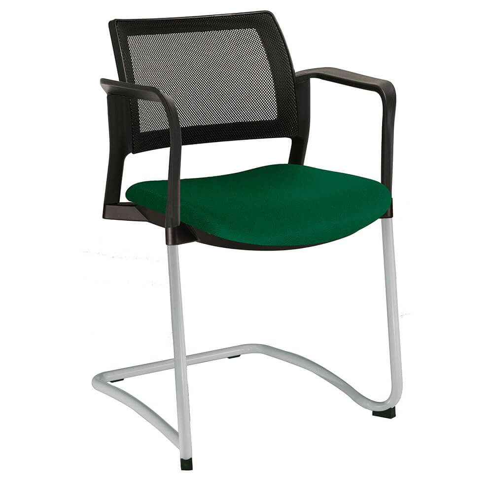SILLA OFFIHO KYOS OHT-374 | Silla Visita Respaldo en Malla | Diseño Ergonómico Visitante | Tipo Trineo Descansabrazos | Asiento Tapizado | Interior | Aula Capacitación Sala Juntas Oficinas Área Operativa