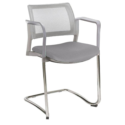SILLA OFFIHO KYOS OHT-376CR | Silla Visita Respaldo Malla | Diseño Ergonómico | Visitante Sala Espera | Descansabrazos | Trineo Terminado Cromo | Asiento Tapizado | Interior | Visitante Sala Juntas Conferencias Despacho Home Office Secretarial Recepción Aula Capacitación