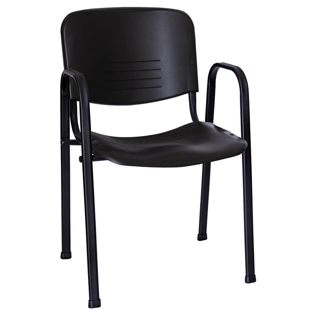 Silla de diseño negra, plástica, respaldo y asientos curvados - Vigone