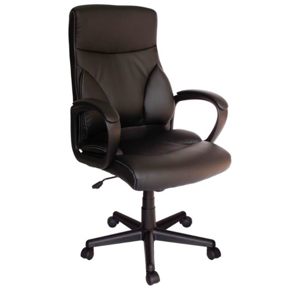 SILLA OFFIHO ALUFSEN OHE-405, Silla Ejecutiva, Diseño Ergonómico  Directiva Oficina Principal, Altura Ajustable, Respaldo Alto, Chocolate, Tapizado Soft Revolving Leather, Interior