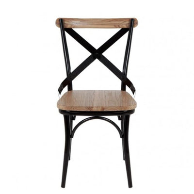 SILLA NOGAL BEAT ITALIAN | Silla Ocasional Decorativa | Base 4 Puntas Metal Negro | Natural | Madera | Interior - ITALIAN - MDO - NOGAL BEAT - SIlla