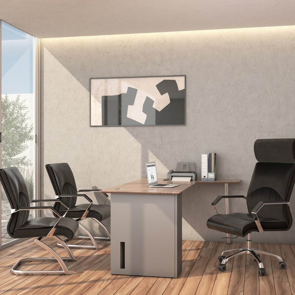 SILLA OFFIHO CIANI OHV - 308 NEGRO | Silla Visita | Diseño Ergonómico | Base Trineo | Interior | Oficina Despacho Consultorio - OHV - 308negro - OFFIHO - NOGAL BEAT - Silla para oficina