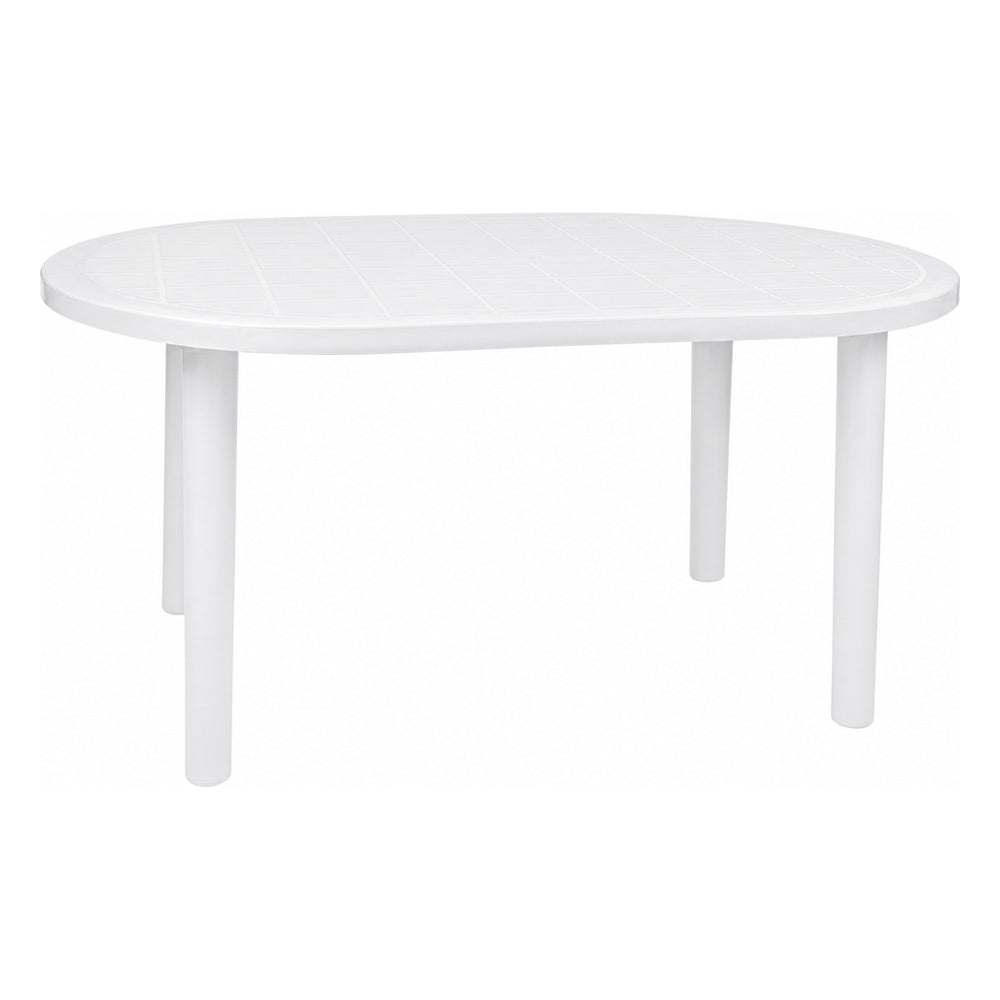 Mesa Comercial Áreas de Exterior y Terrazas Ovalada - RESOL OLOT 140 X 90 OVAL - Blanco - 4 Puntas con Agujero para Parasol