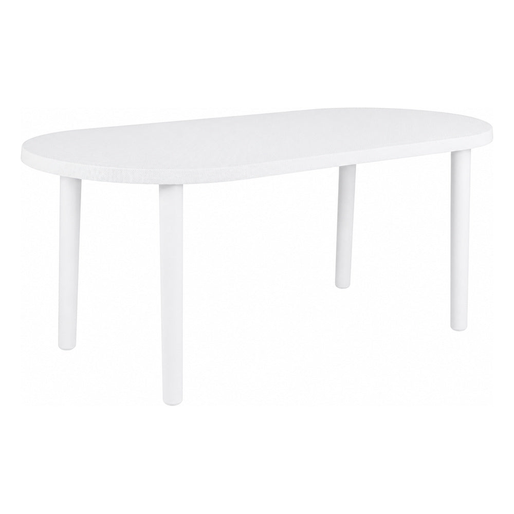 Mesa Comercial Áreas de Exterior y Terrazas Ovalada - RESOL OLOT 180 X 90 OVAL - Blanco - 4 Puntas con Agujero para Parasol