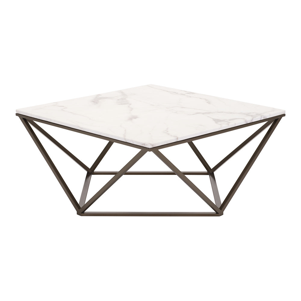 Mesa de Centro para Consultorio - ZUO TINTERN - Varios Colores - Cubierta de Piedra Compuesta Símil Mármol y Estructura de Acero con Recubrimiento en Polvo