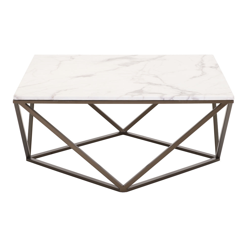 Mesa de Centro para Consultorio - ZUO TINTERN - Varios Colores - Cubierta de Piedra Compuesta Símil Mármol y Estructura de Acero con Recubrimiento en Polvo