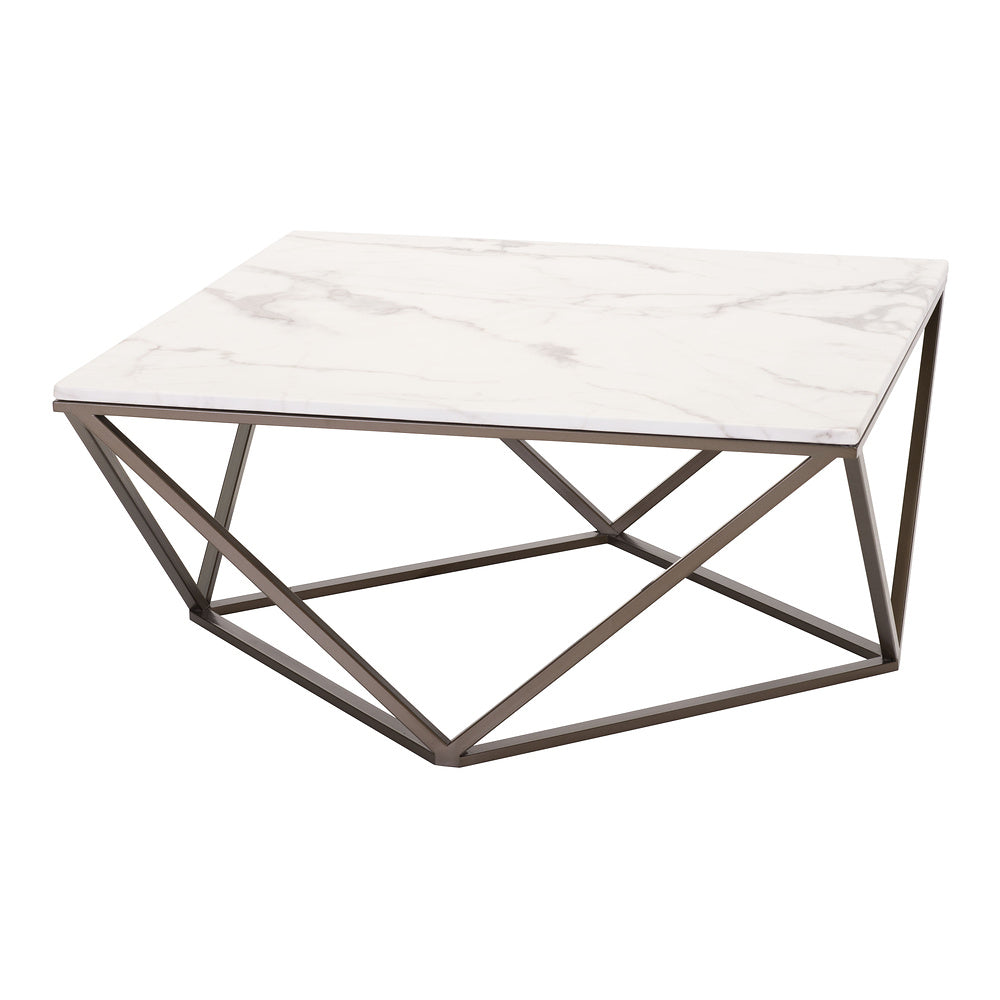 Mesa de Centro para Consultorio - ZUO TINTERN - Varios Colores - Cubierta de Piedra Compuesta Símil Mármol y Estructura de Acero con Recubrimiento en Polvo