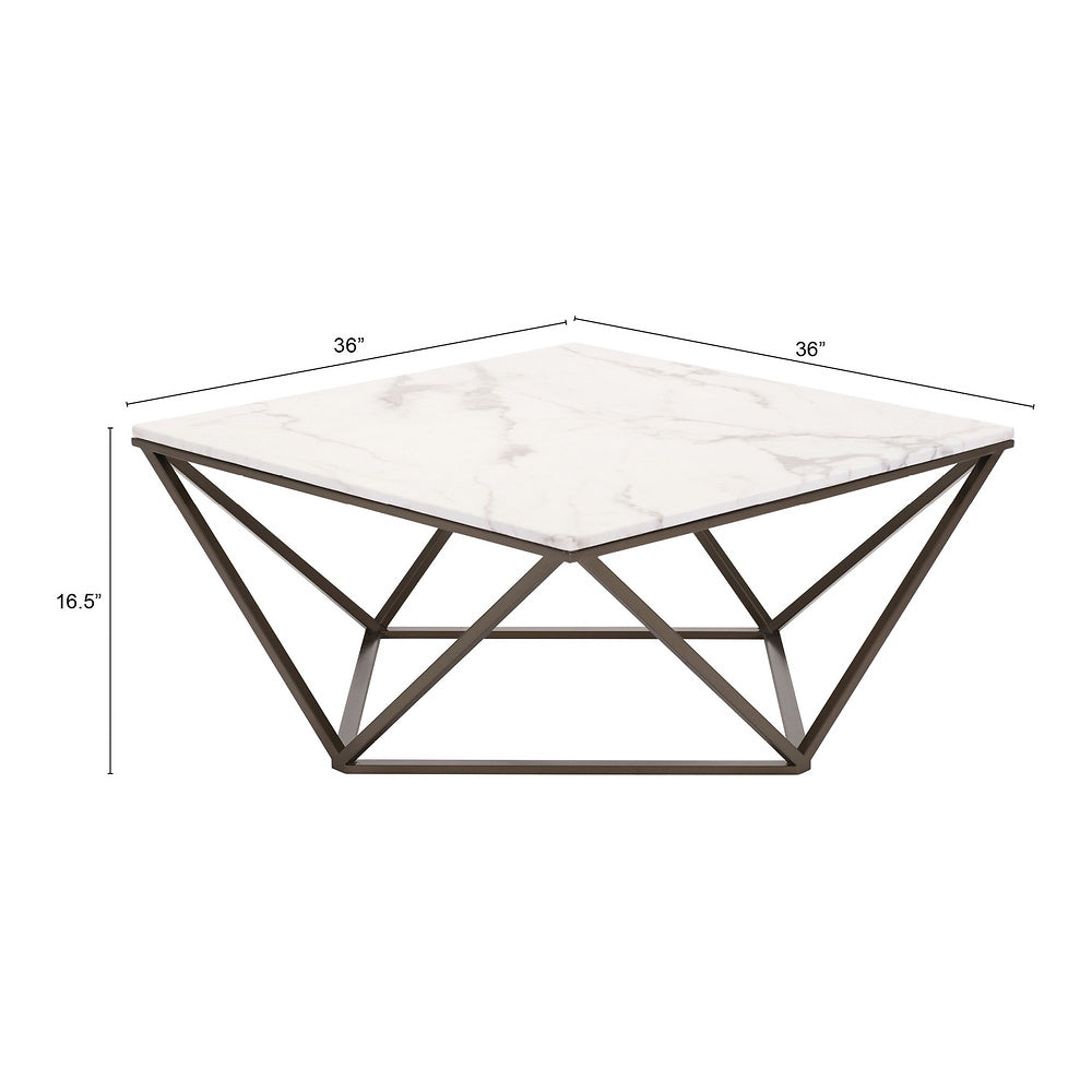 Mesa de Centro para Consultorio - ZUO TINTERN - Varios Colores - Cubierta de Piedra Compuesta Símil Mármol y Estructura de Acero con Recubrimiento en Polvo