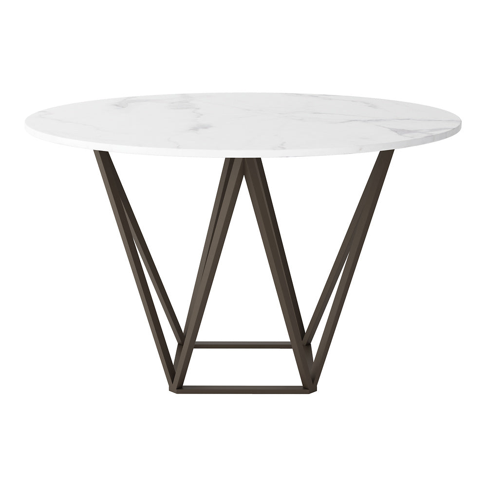 Mesa de Comedor para Food Court - ZUO TINTERN - Varios Colores - Cubierta de Piedra Compuesta Símil Mármol y Estructura de Acero con Recubrimiento en Polvo