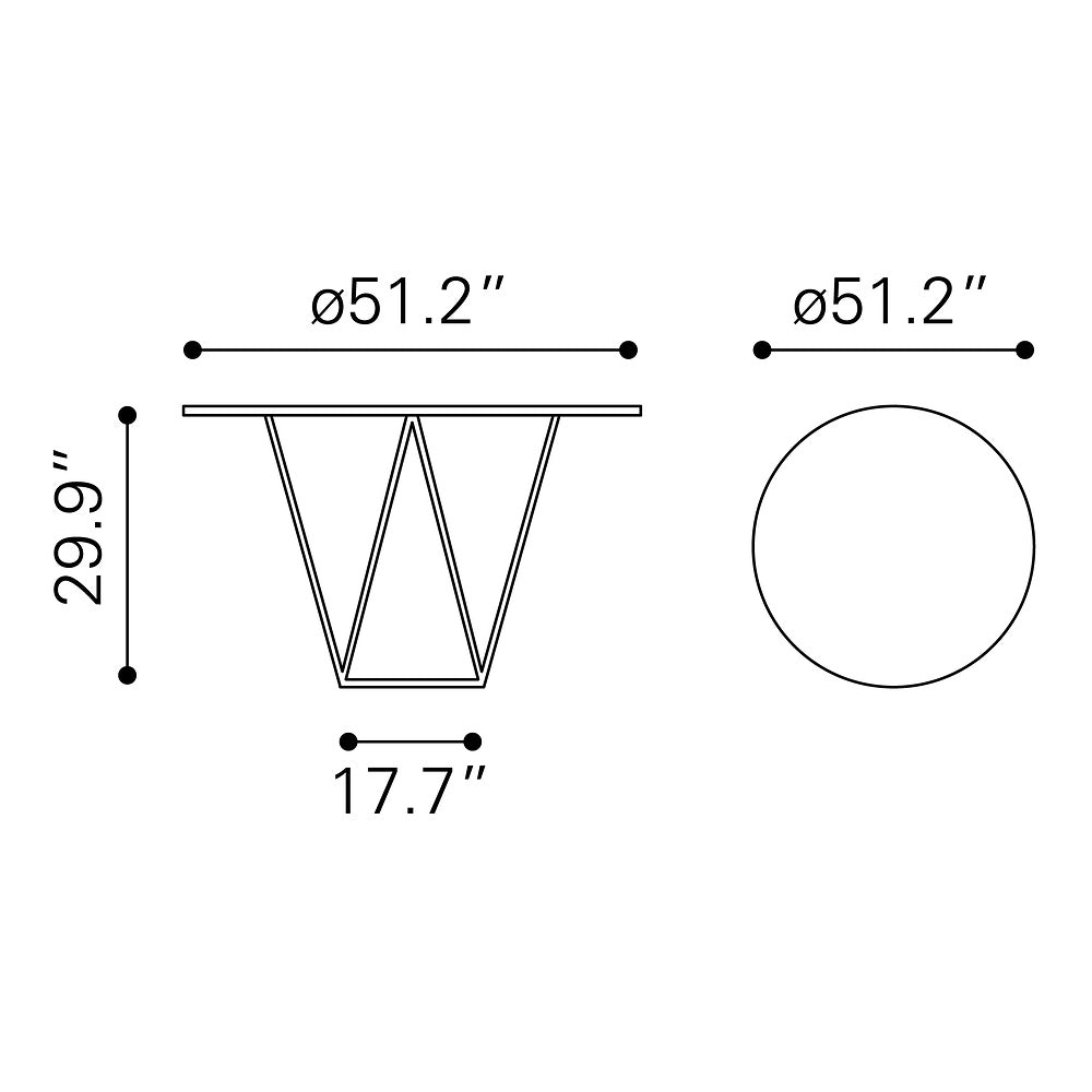 Mesa de Comedor para Food Court - ZUO TINTERN - Varios Colores - Cubierta de Piedra Compuesta Símil Mármol y Estructura de Acero con Recubrimiento en Polvo