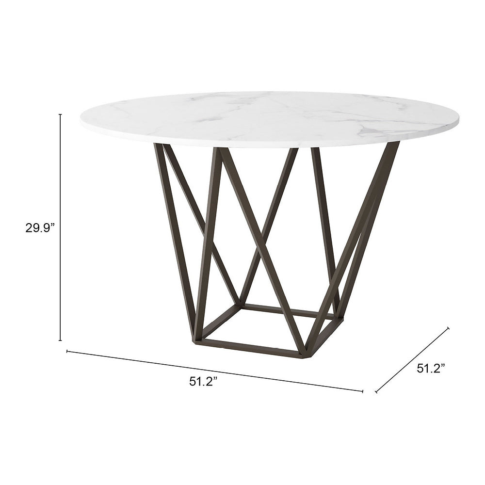 Mesa de Comedor para Food Court - ZUO TINTERN - Varios Colores - Cubierta de Piedra Compuesta Símil Mármol y Estructura de Acero con Recubrimiento en Polvo