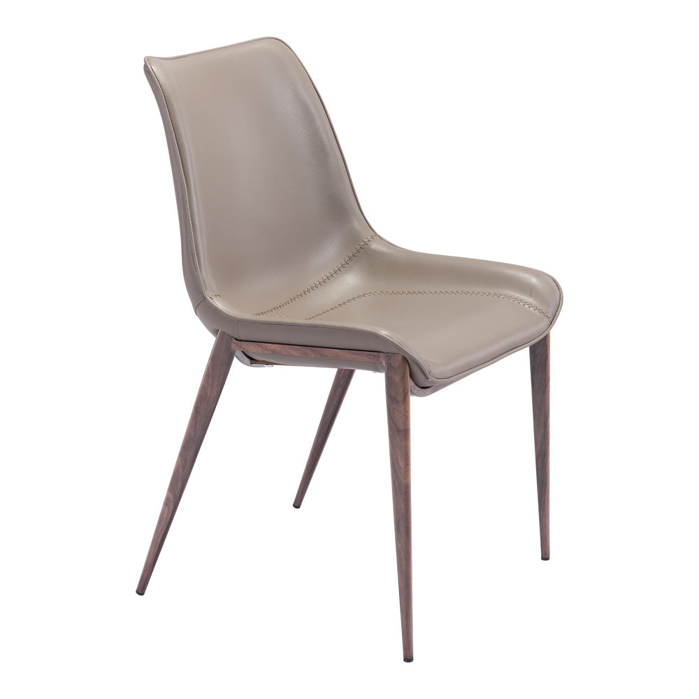 Silla Comercial para Hotel - ZUO MAGNUS - Varios Colores - Asiento y Respaldo Tapizados en Piel Sintética - Café y Nogal