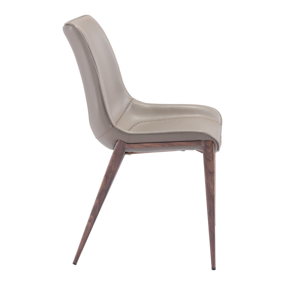 Silla Comercial para Hotel - ZUO MAGNUS - Varios Colores - Asiento y Respaldo Tapizados en Piel Sintética - Café y Nogal