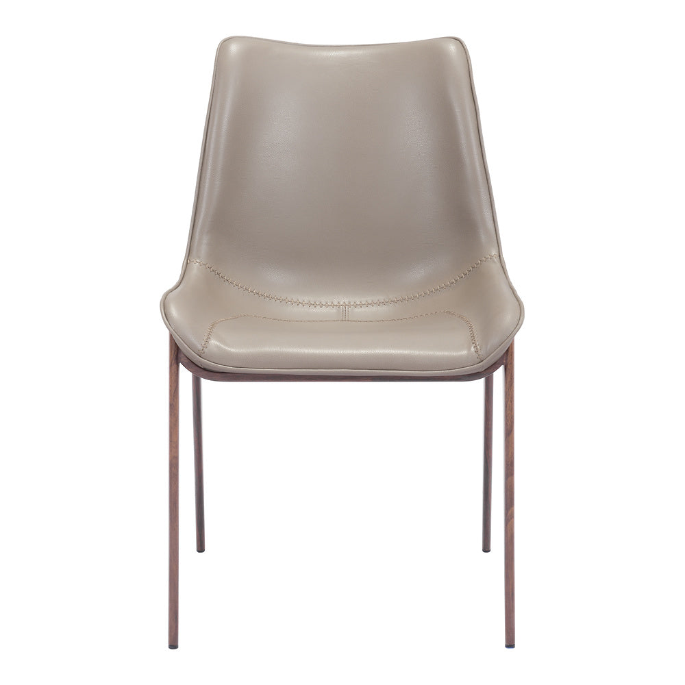 Silla Comercial para Hotel - ZUO MAGNUS - Varios Colores - Asiento y Respaldo Tapizados en Piel Sintética - Café y Nogal