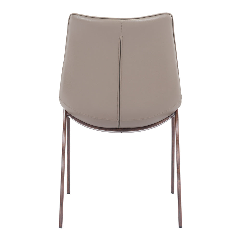 Silla Comercial para Hotel - ZUO MAGNUS - Varios Colores - Asiento y Respaldo Tapizados en Piel Sintética - Café y Nogal