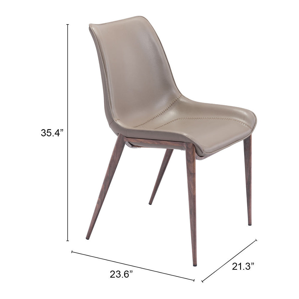 Silla Comercial para Hotel - ZUO MAGNUS - Varios Colores - Asiento y Respaldo Tapizados en Piel Sintética - Café y Nogal