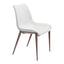Silla Comercial para Hotel - ZUO MAGNUS - Varios Colores - Asiento y Respaldo Tapizados en Piel Sintética - Blanco y Nogal
