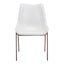 Silla Comercial para Hotel - ZUO MAGNUS - Varios Colores - Asiento y Respaldo Tapizados en Piel Sintética - Blanco y Nogal