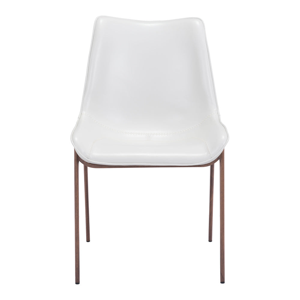 Silla Comercial para Hotel - ZUO MAGNUS - Varios Colores - Asiento y Respaldo Tapizados en Piel Sintética - Blanco y Nogal