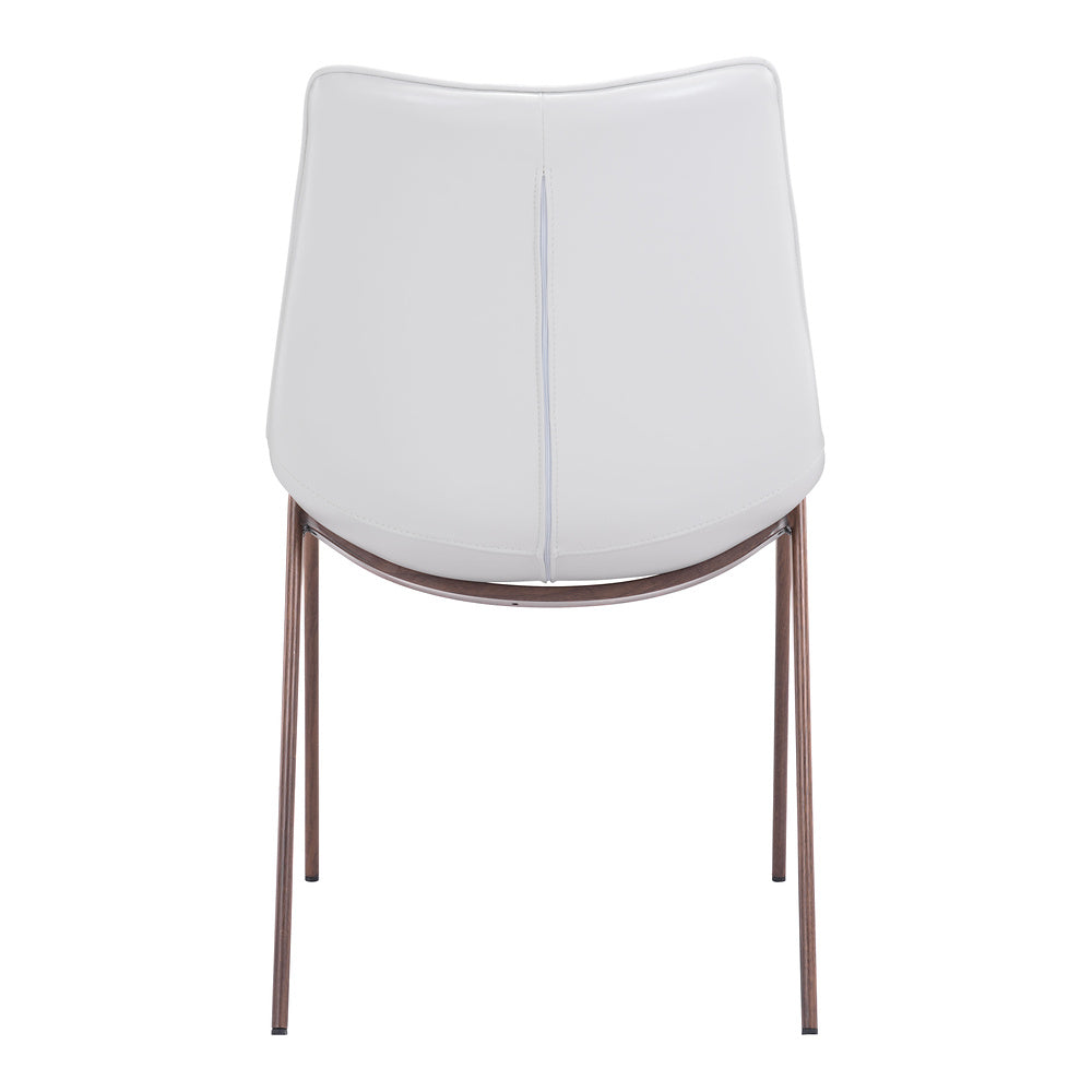 Silla Comercial para Hotel - ZUO MAGNUS - Varios Colores - Asiento y Respaldo Tapizados en Piel Sintética - Blanco y Nogal