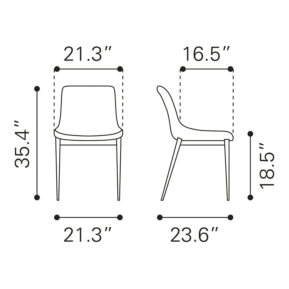 Silla Comercial para Hotel - ZUO MAGNUS - Varios Colores - Asiento y Respaldo Tapizados en Piel Sintética - Blanco y Nogal