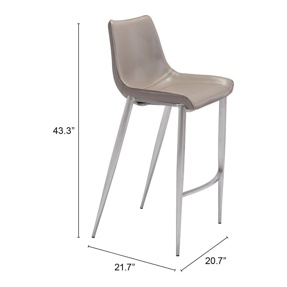 Banco Alto para Bistró - ZUO MAGNUS 53x55 101274 - Varios Colores - Asiento y Respaldo Tapizados en Piel Sintética