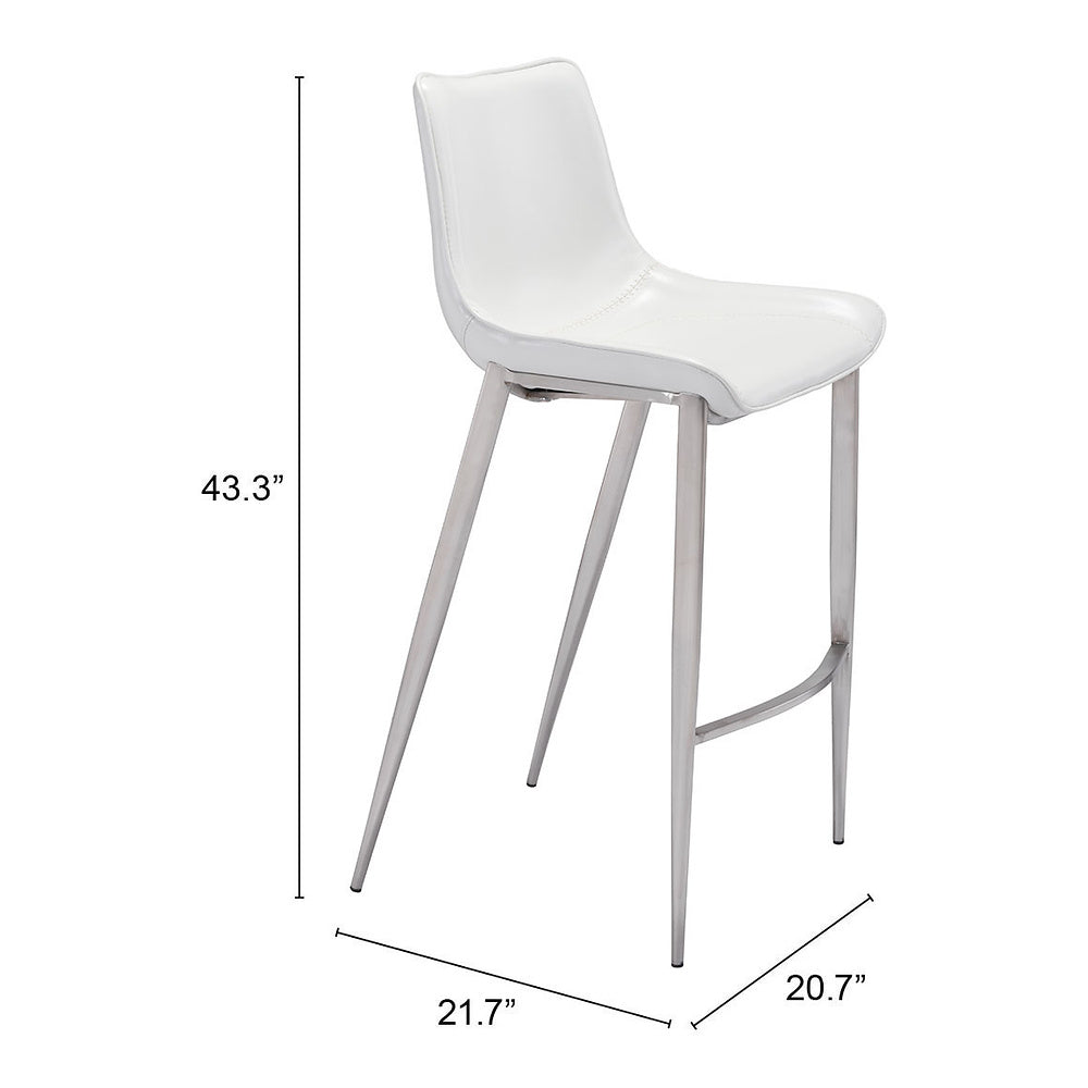 Banco Alto para Bistró - ZUO MAGNUS 53x55 101275 - Varios Colores - Asiento y Respaldo Tapizados en Piel Sintética