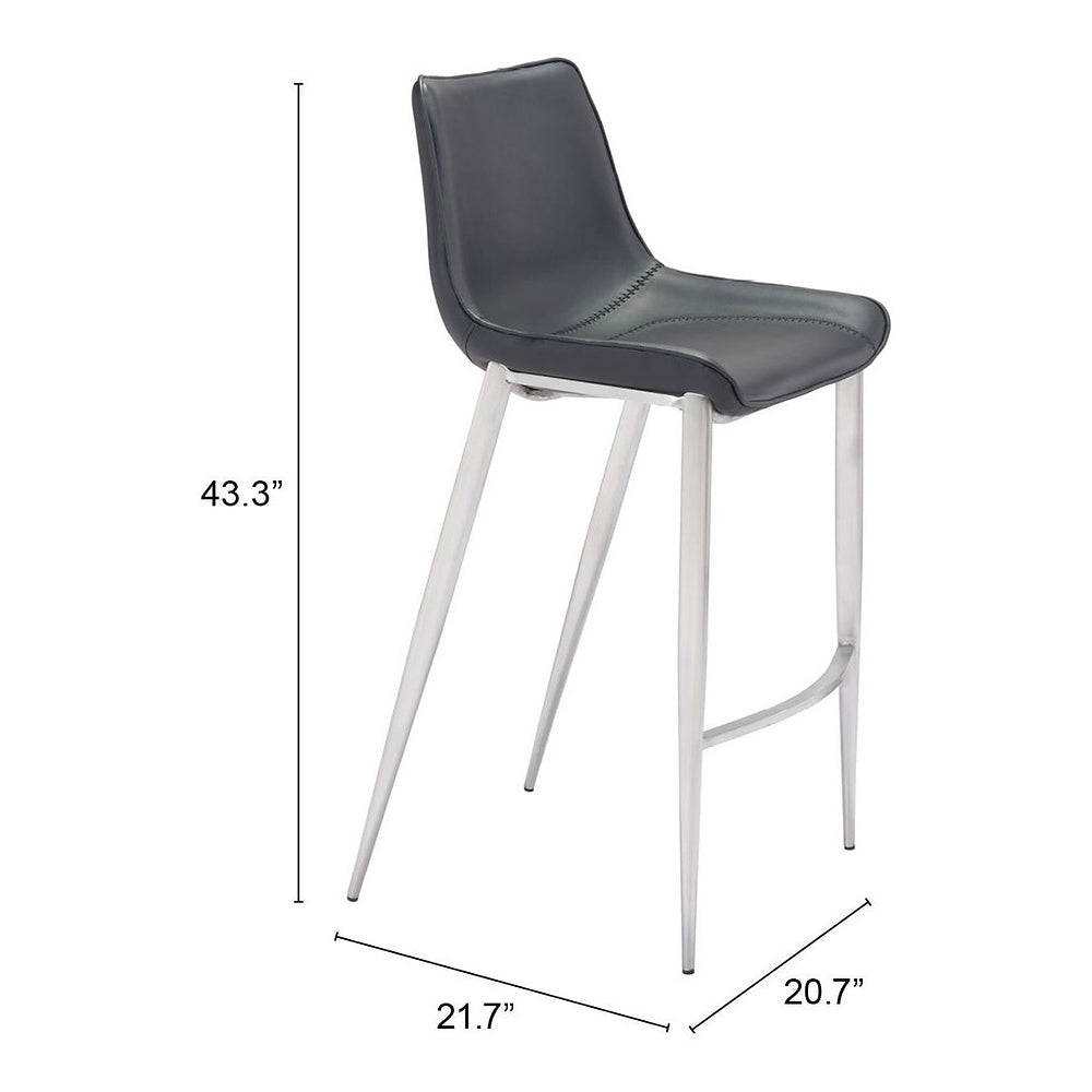 Banco Alto para Bistró - ZUO MAGNUS 53x55 101276 - Varios Colores - Asiento y Respaldo Tapizados en Piel Sintética