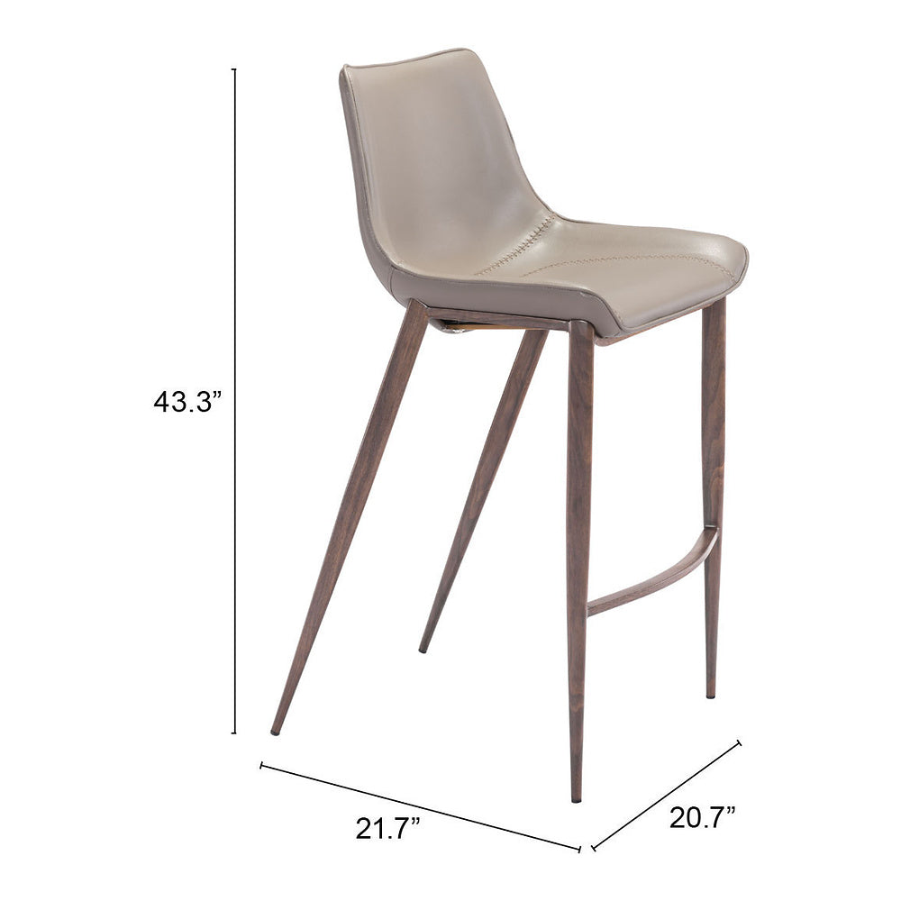 Banco Alto para Bistró - ZUO MAGNUS 53x55 101277 - Varios Colores - Asiento y Respaldo Tapizados en Piel Sintética