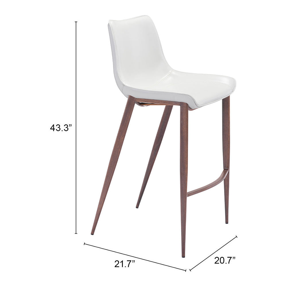 Banco Alto para Bistró - ZUO MAGNUS 53x55 101278 - Varios Colores - Asiento y Respaldo Tapizados en Piel Sintética