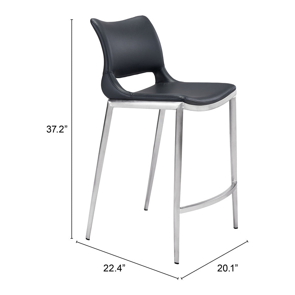 Banco Mostrador para Cafetería - ZUO ACE 51x57 101391 - Varios Colores - Asiento y Respaldo Tapizados en Piel Sintética