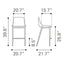 Banco Mostrador para Bar y Barra - ZUO MAGNUS 53x55 101408 - Varios Colores - Asiento y Respaldo Tapizados en Piel Sintética