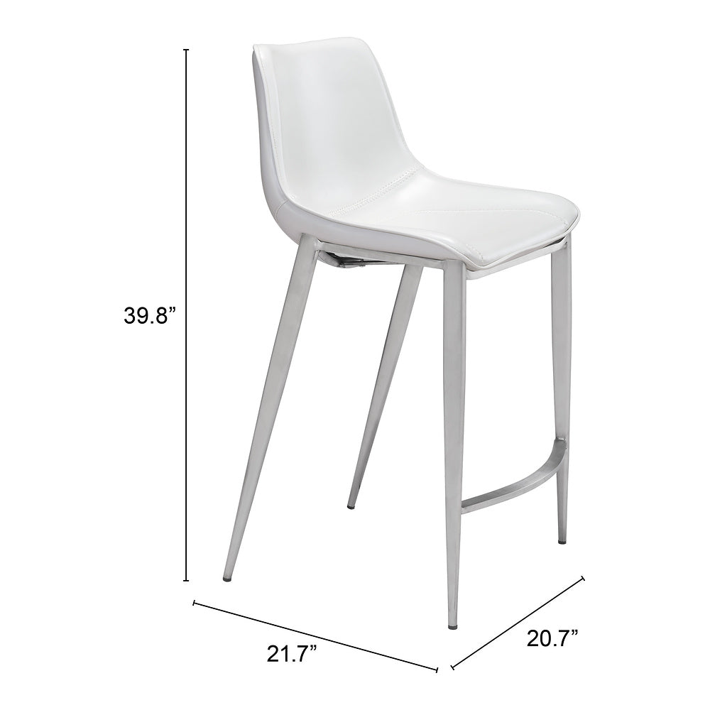 Banco Mostrador para Bar y Barra - ZUO MAGNUS 53x55 101408 - Varios Colores - Asiento y Respaldo Tapizados en Piel Sintética