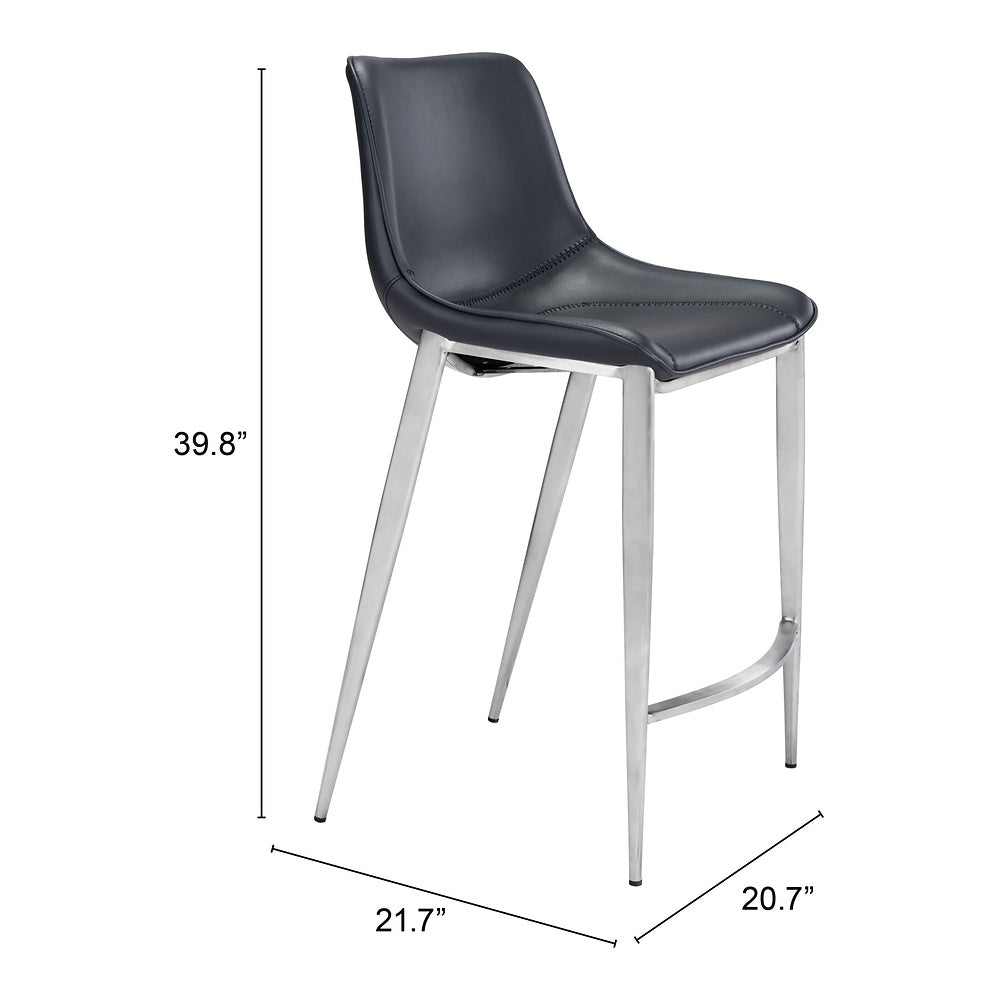 Banco Mostrador para Bar y Barra - ZUO MAGNUS 53x55 101409 - Varios Colores - Asiento y Respaldo Tapizados en Piel Sintética