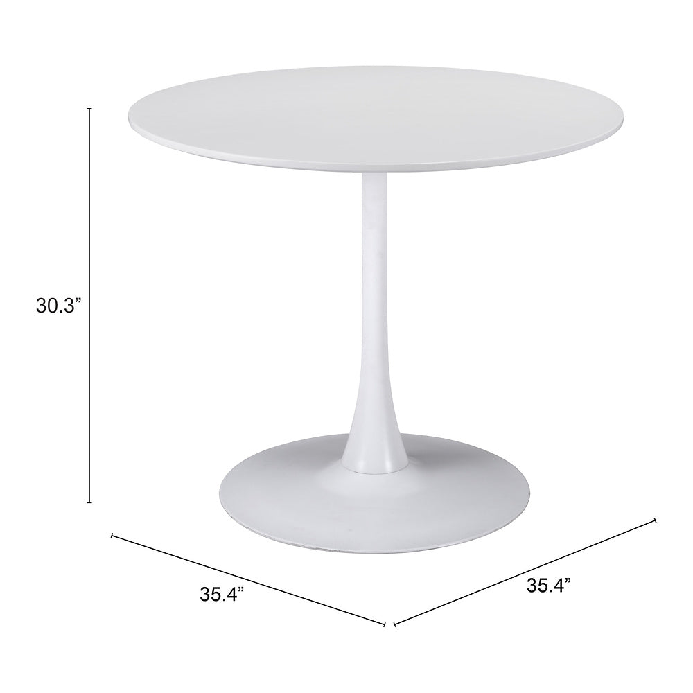 Mesa de Comedor para Salón de Eventos - ZUO OPUS - Blanco - Cubierta de MDF Pintado y Estructura de Acero con Recubrimiento en Polvo