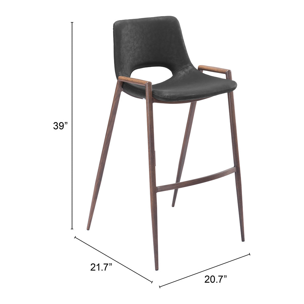 Banco Alto para Comedor de Empresa - ZUO DESI 53x55 101697 - Varios Colores - Asiento y Respaldo Tapizados en Piel Sintética