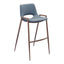 Banco Alto para Comedor de Empresa - ZUO DESI 53x55 101698 - Varios Colores - Asiento y Respaldo Tapizados en Piel Sintética
