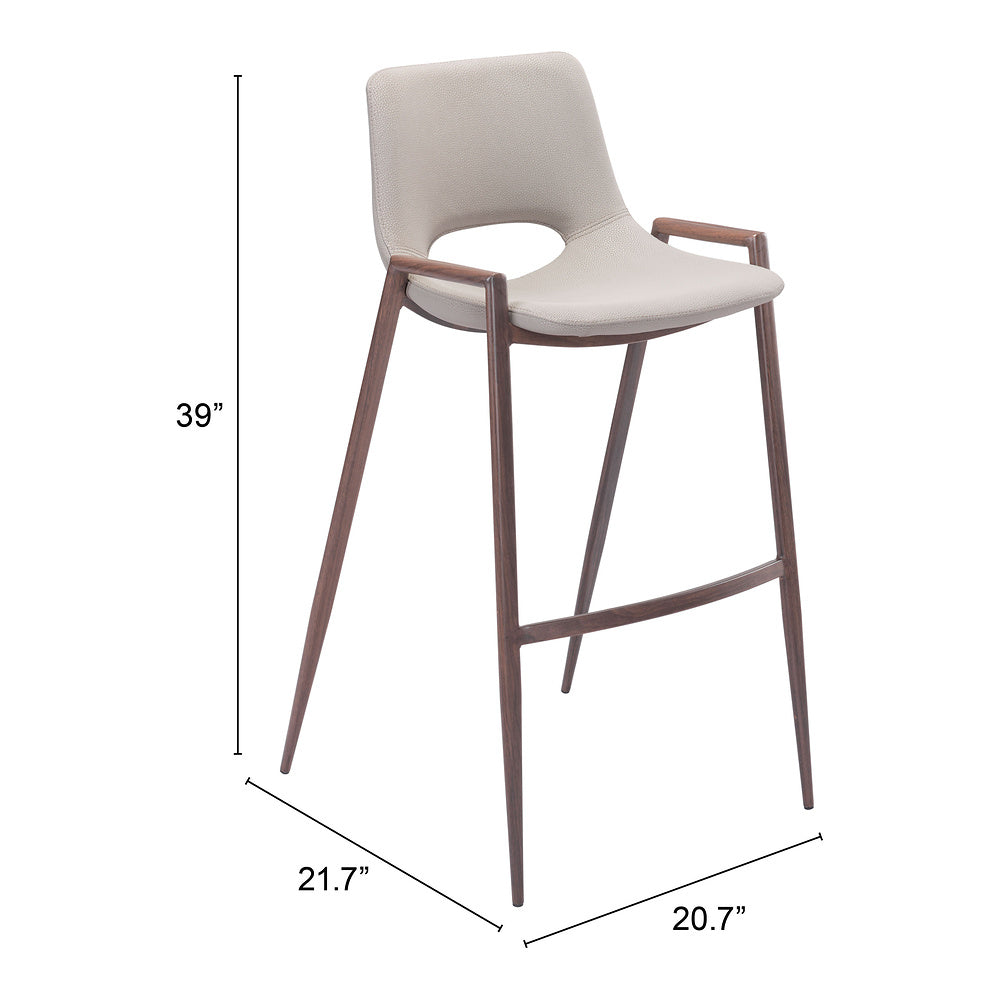 Banco Alto para Comedor de Empresa - ZUO DESI 53x55 101699 - Varios Colores - Asiento y Respaldo Tapizados en Piel Sintética