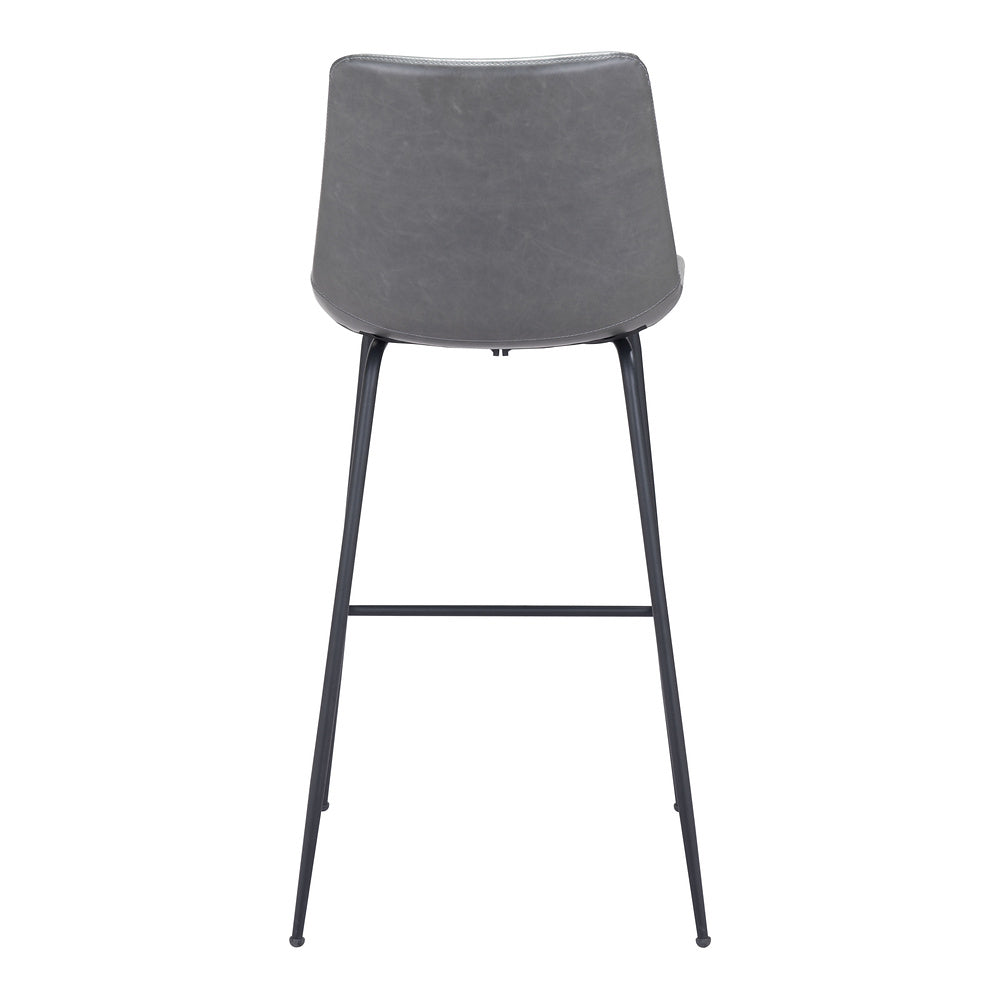 Banco Alto para Cafetería - ZUO BYRON - Gris - Asiento y Respaldo Tapizados en Piel Sintética