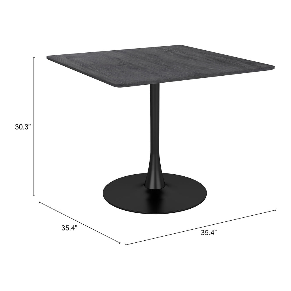 Mesa de Comedor para Salón de Eventos - ZUO MOLLY - Negro - Cubierta de MDF Símil Madera y Estructura de Acero con Recubrimiento en Polvo
