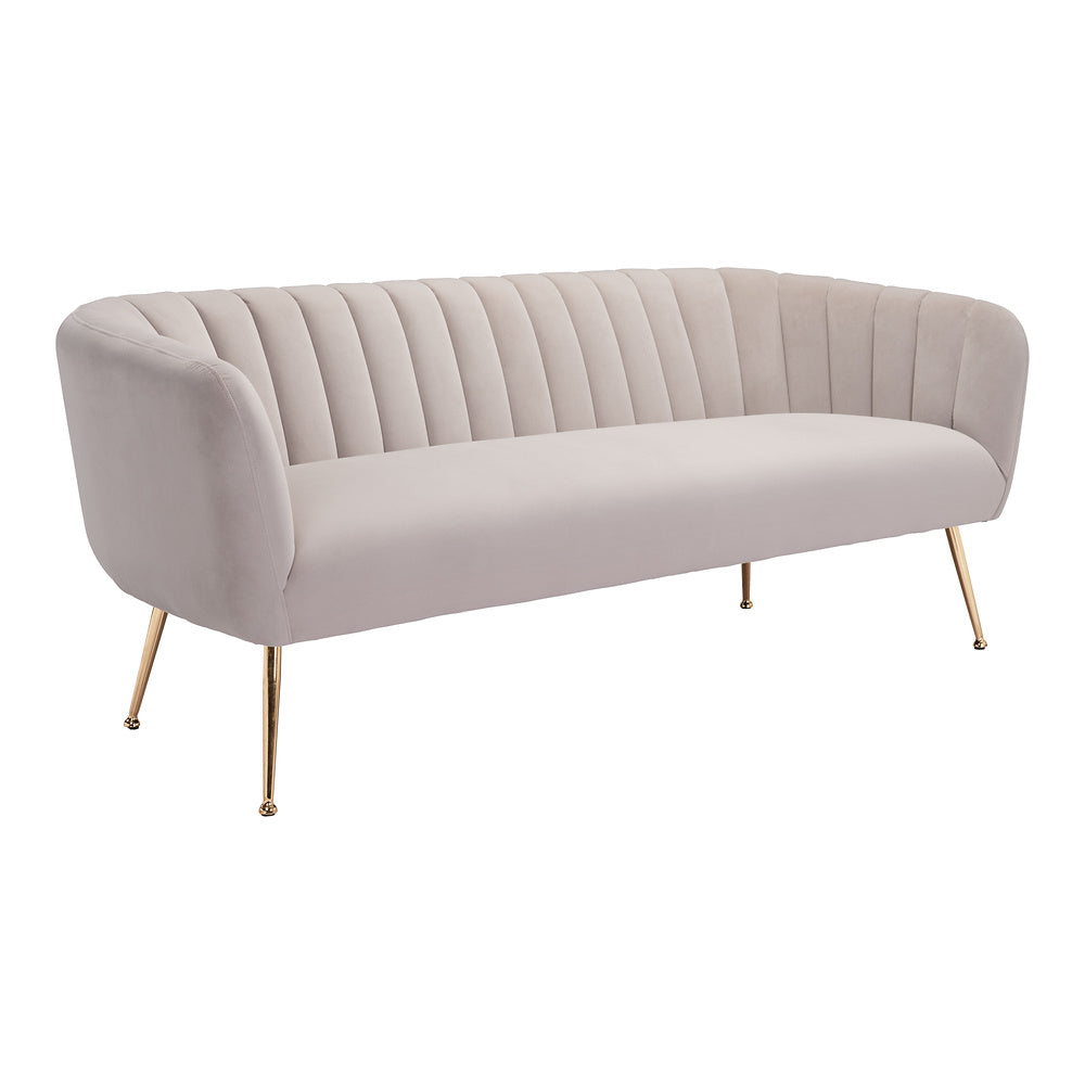 Sofá para Consultorio 3 Plazas - ZUO DECO - Beige - Asiento y Respaldo Tapizados en Tela Tipo Terciopelo