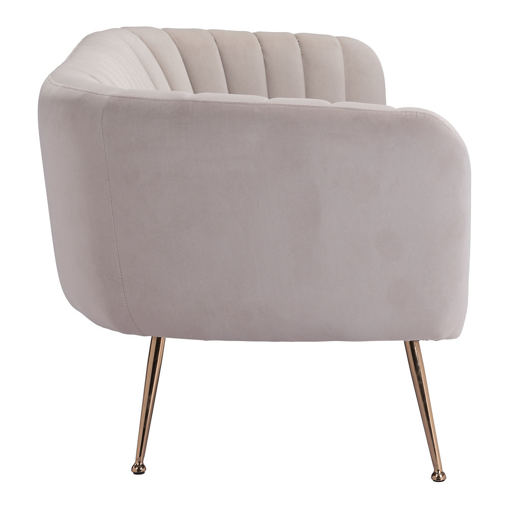 Sofá para Consultorio 3 Plazas - ZUO DECO - Beige - Asiento y Respaldo Tapizados en Tela Tipo Terciopelo