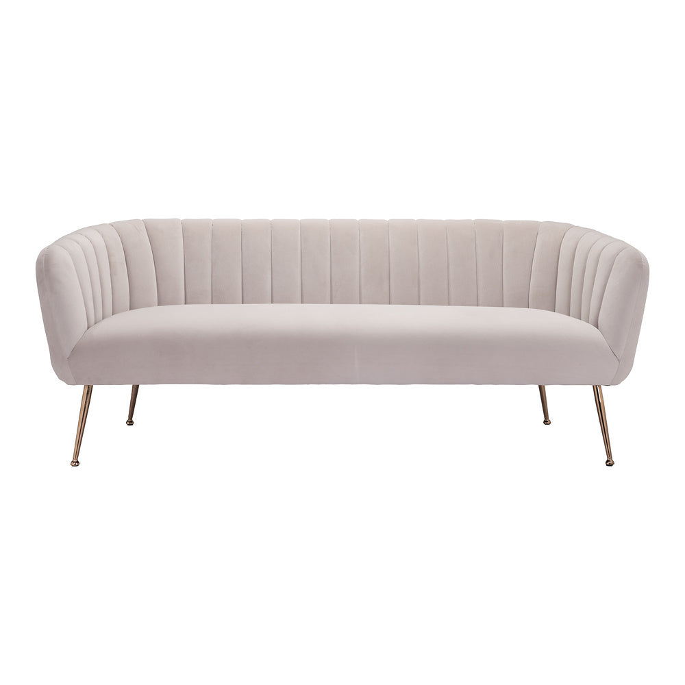 Sofá para Consultorio 3 Plazas - ZUO DECO - Beige - Asiento y Respaldo Tapizados en Tela Tipo Terciopelo